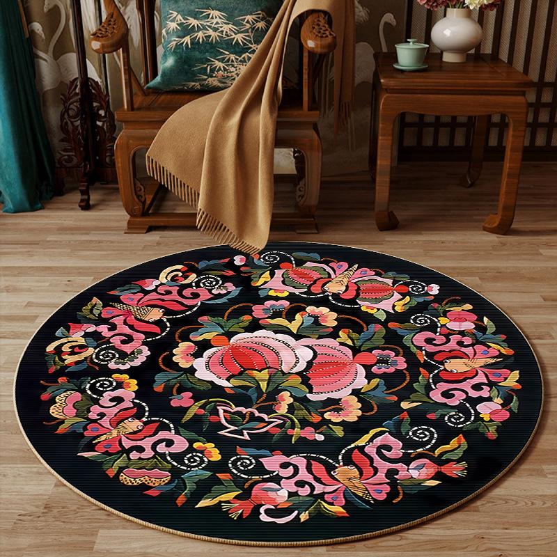 New Chinese Style Circular Carpet Living Room Coffee Table Sofa Bedroom Bedside Carpet