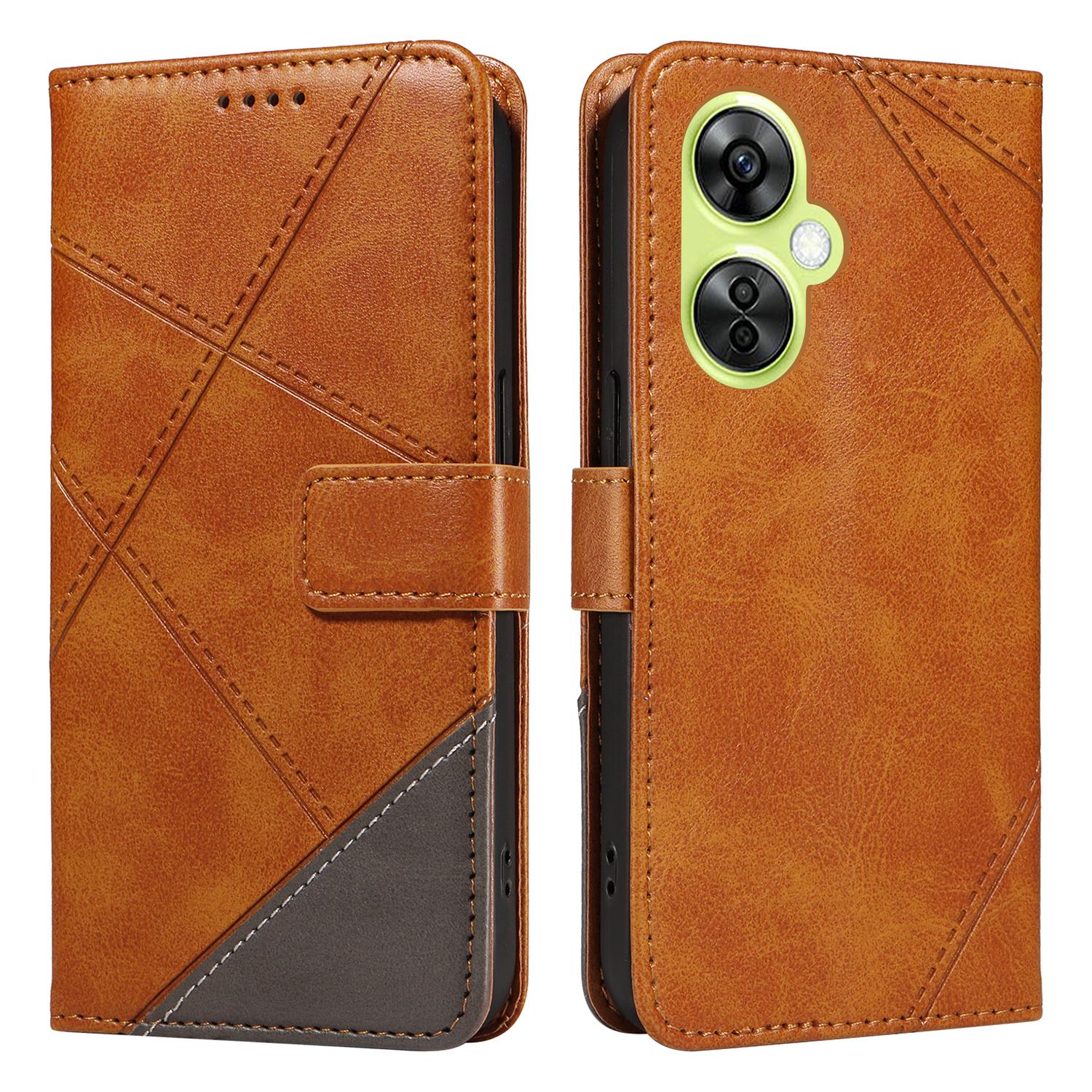 

For OnePlus Nord N30 5G/Nord CE 3 Lite 5G Case Leather Geometric Line Wallet Phone Cover with Wrist Strap D