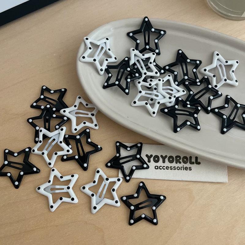 4/8pcs Harajuku Black White Polka Dot Hair Clip for Women Girls Hairpin Sweet Cute Star Side Clips Girl Hairpin Hair Accessories