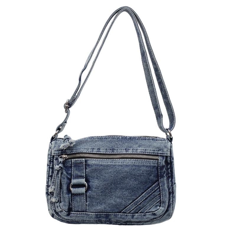Large capacity denim underarm tote bag, new portable shoulder messenger bag, women's bag.