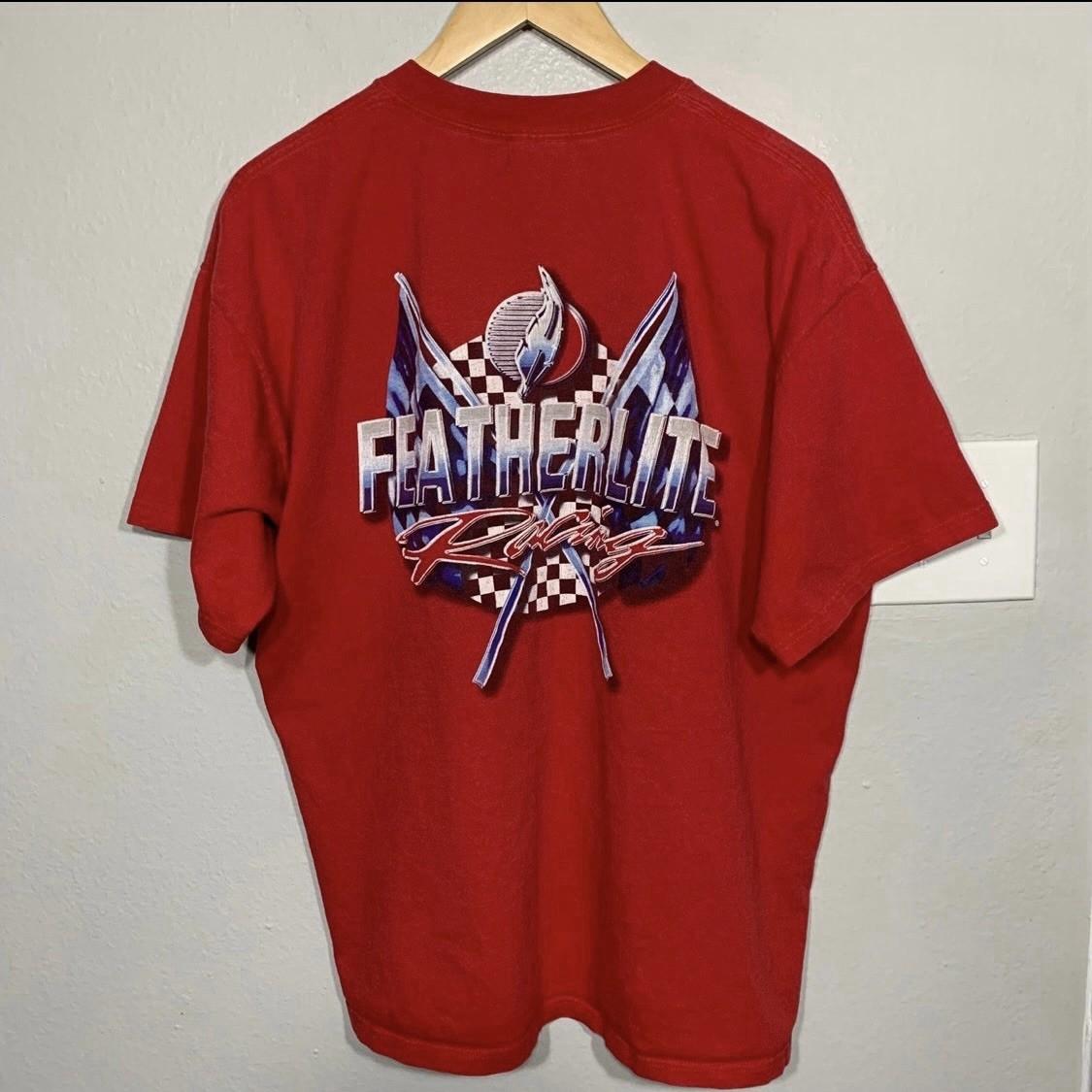 Featherlite Racing NASCAR Red Graphic Tee Y2K XL Chrome Flames L