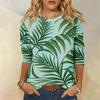 Women's Fashion Casual Round Neck 3/4 Sleeve Loose Printed T-Shirt Ladies Top