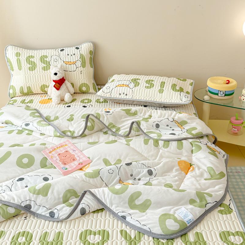 

New Cool Feeling Summer Blanket 4 Pcs Set Duvet Comforter Bedding Sets Lightweight Breathable Cooling Quilt Bed Mat Pillowcase 90x200cm bed 3 pcs