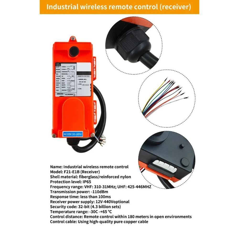 F21-E1B Electric Lift Hoist Wireless Switch Receiver 8 Buttons Wireless Crane Remote Control