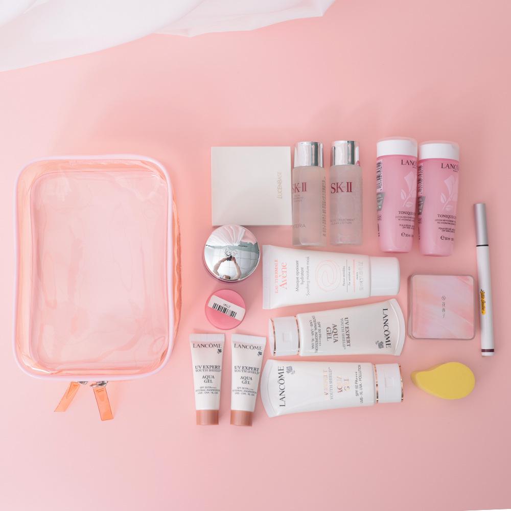 Large PVC Waterproof Cosmetic Bag with Multi-functional Compartments and Wet-Dry Separation