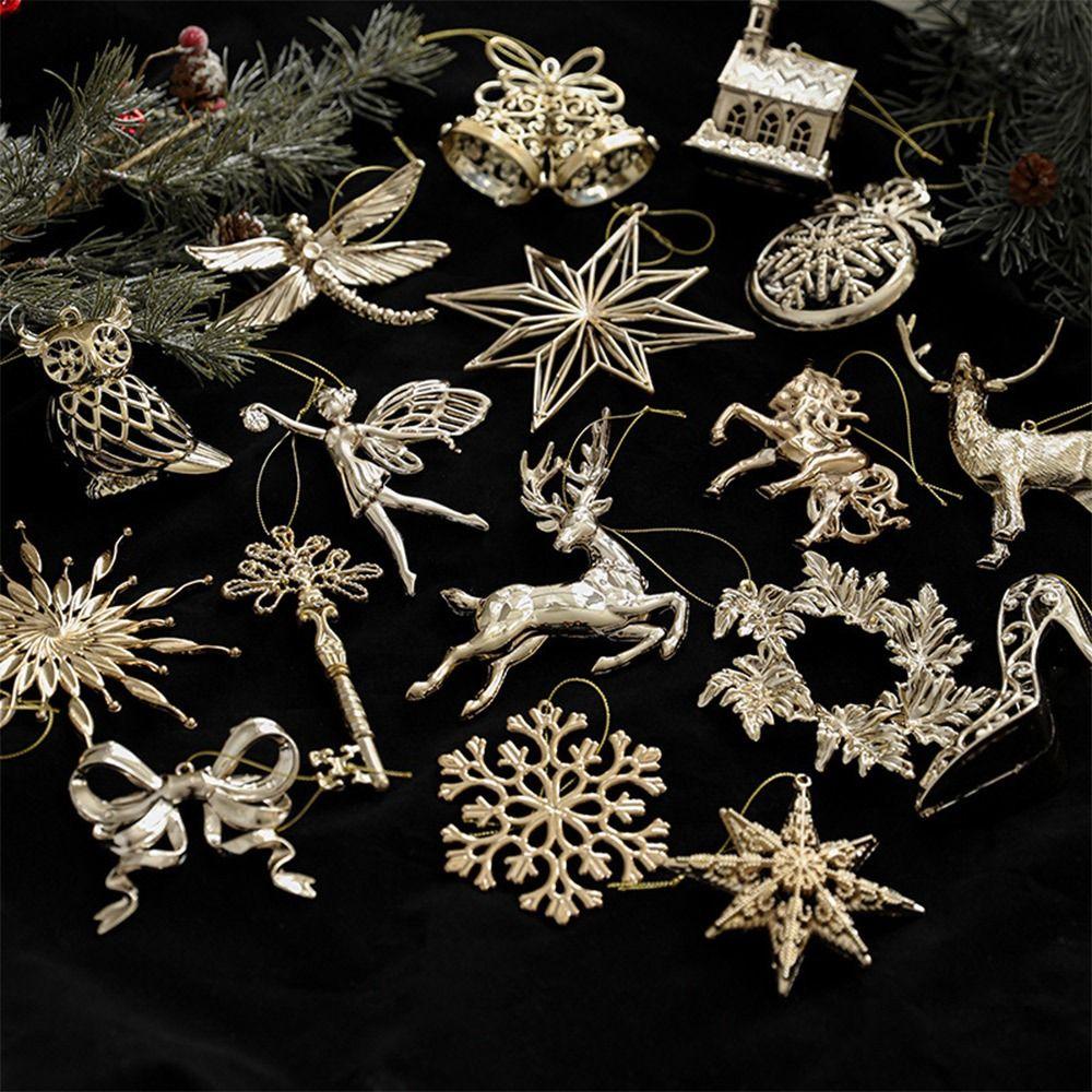 Plastic Xmas Ornament Ball Gold Christmas Tree Ornament Christmas Hanging Decoration  Scene Making