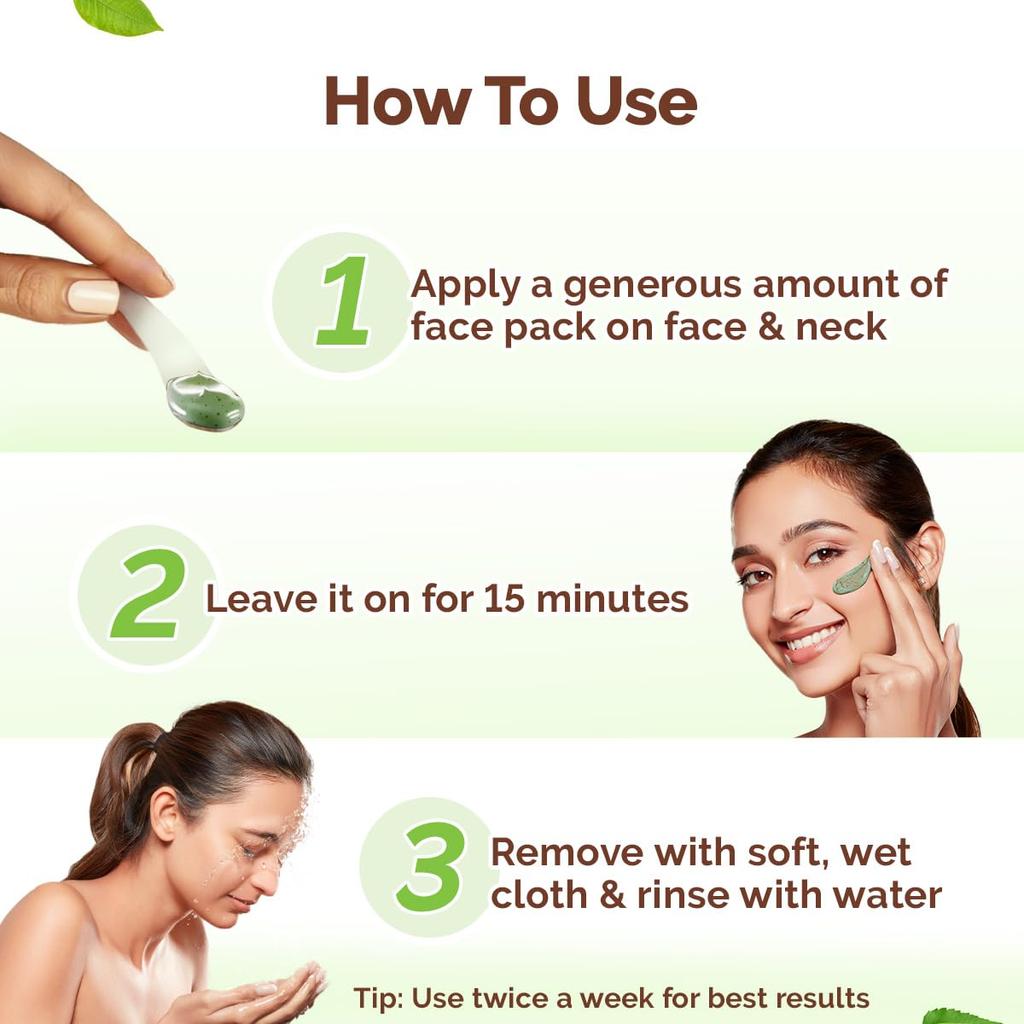 Mamaearth Tea Tree Oil Control Face Pack For Oily Skin 200G Clay Mask Clears Pores Reduces Acne DIY Texture No Harmful Chemicals