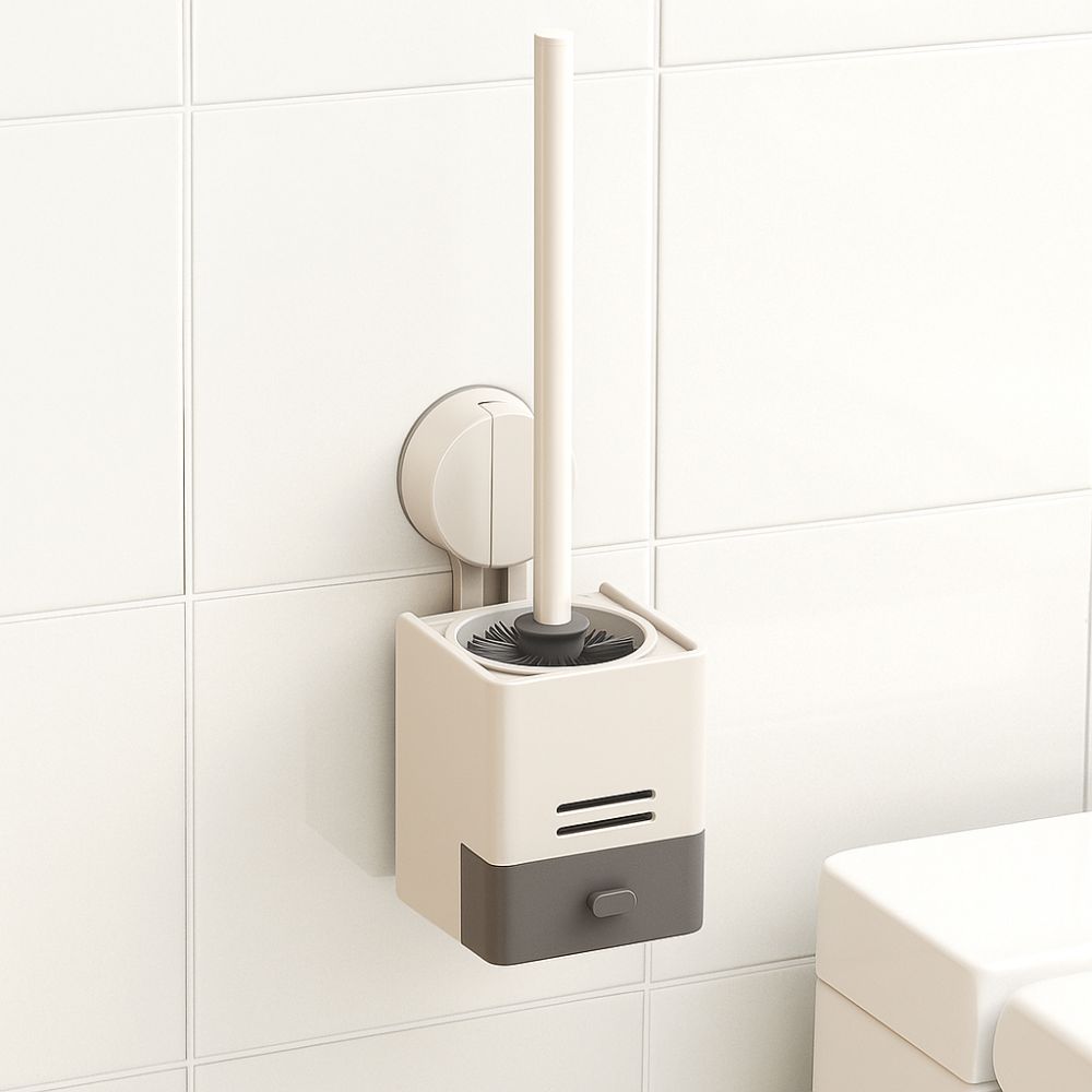 with Container Toilet Brush Storage Rack Aluminum Wall Mounted Toilet Brush Home Cleaning