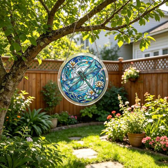 Acryl Puzzlesonnensammler, Lebensbaum/Blumen im Buntglas-Stil Fensterhänge-Dekoration, DIY Sonnensammler-Set für Zuhause, Garten
