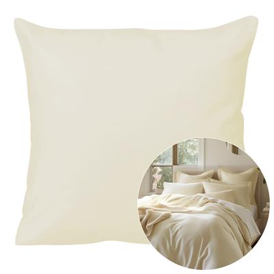 40x40 Pillowcase, Cotton Satin, Cream Ecru, Smooth