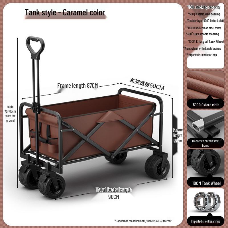 Lightweight Folding Outdoor Camping Cart - Hand-Pulled Trolley for Shopping & Camping