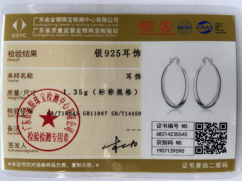 925 Sterling Silver 4CM Smooth Big Circle Hoop Earrings for Women Luxury Fashion Party Wedding Accessories Jewelry