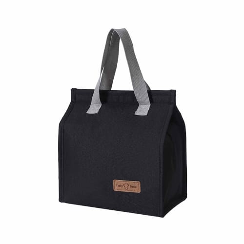 FineGood Lunch Bag (Black) | Insulated Lunch Bag, Large Capacity + Thick Design | Waterproof, Lightweight, Durable, Velcro Closure, Stain-Resistant, a