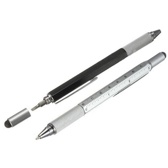 6-in-1-Multifunktions-Kugelschreiber, Stylus, Wasserwaage, Lineal, Schraubendreher