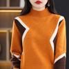 Half High Neck Sweater Women's Autumn and Winter Red Casual Knit Sweater Dragon Long Sleeved Warm Pullover Sweater