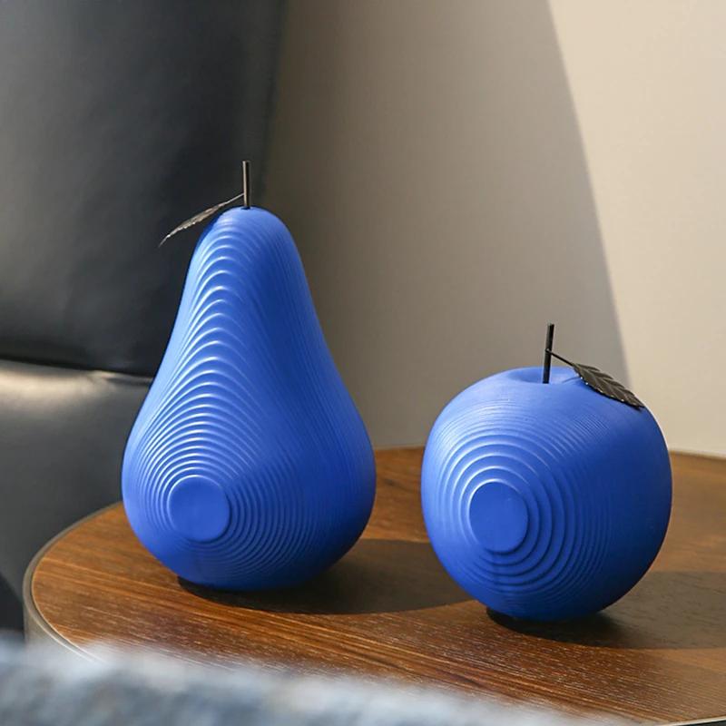 High-End Linie Apfel Birne Harz Handwerk Schwarz Weiß Dekoration Kreativ Wohnzimmer Arbeitsplatten Obst Skulptur Heimdekor Geschenk