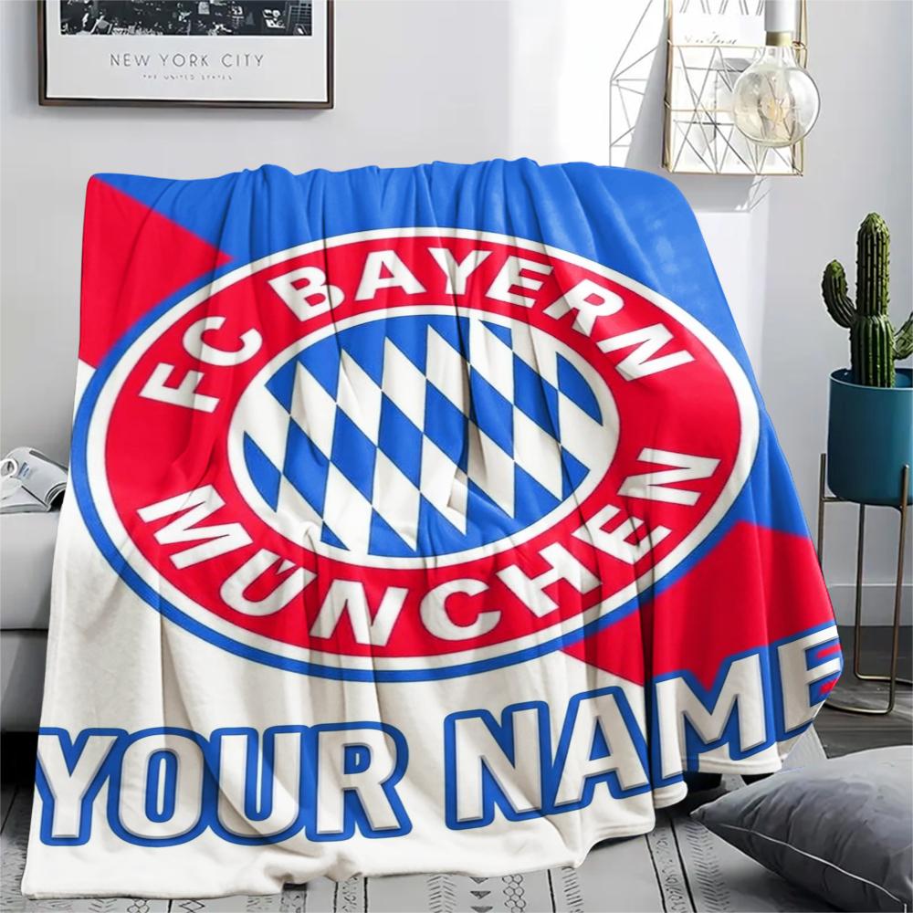 1PC Custom Name Bayern Munich Patterned Flannel Blanket Suitable For All Seasons for Home Decor Warmth and Comfort Gifts Holiday Present