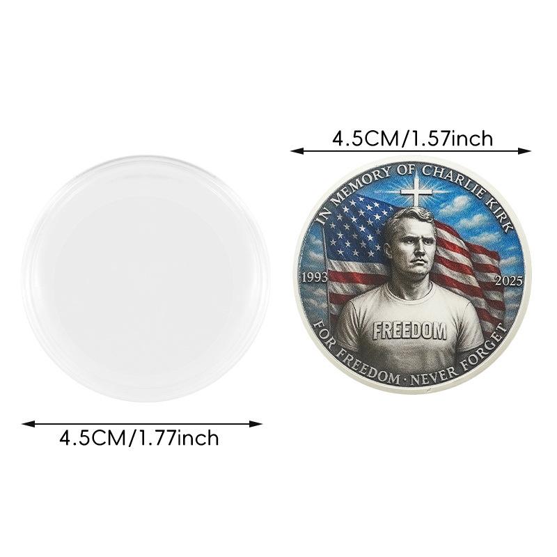 1 Stück Charlie Kirk Gedenkmünze Fan-Sammlung Freiheit Glaube Geschenke Metall-Sicherheitsmaterial Tragbar Atmosphäre