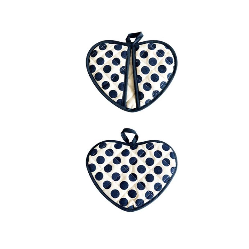 

1Pc Hand Clip Oven Mitt Heart Shaped Thermal Insulation Heat-proof Anti-scald Polka Dot Print Cotton Heat Insulation Pad синий