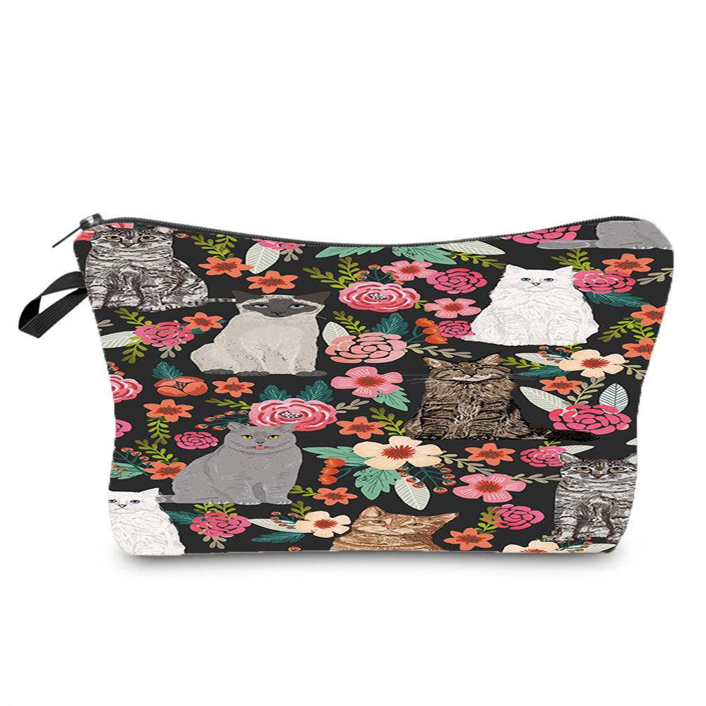 Women Cat Print Cosmetic Bag Toiletries Organize Travel Storage Case  6433 KTB