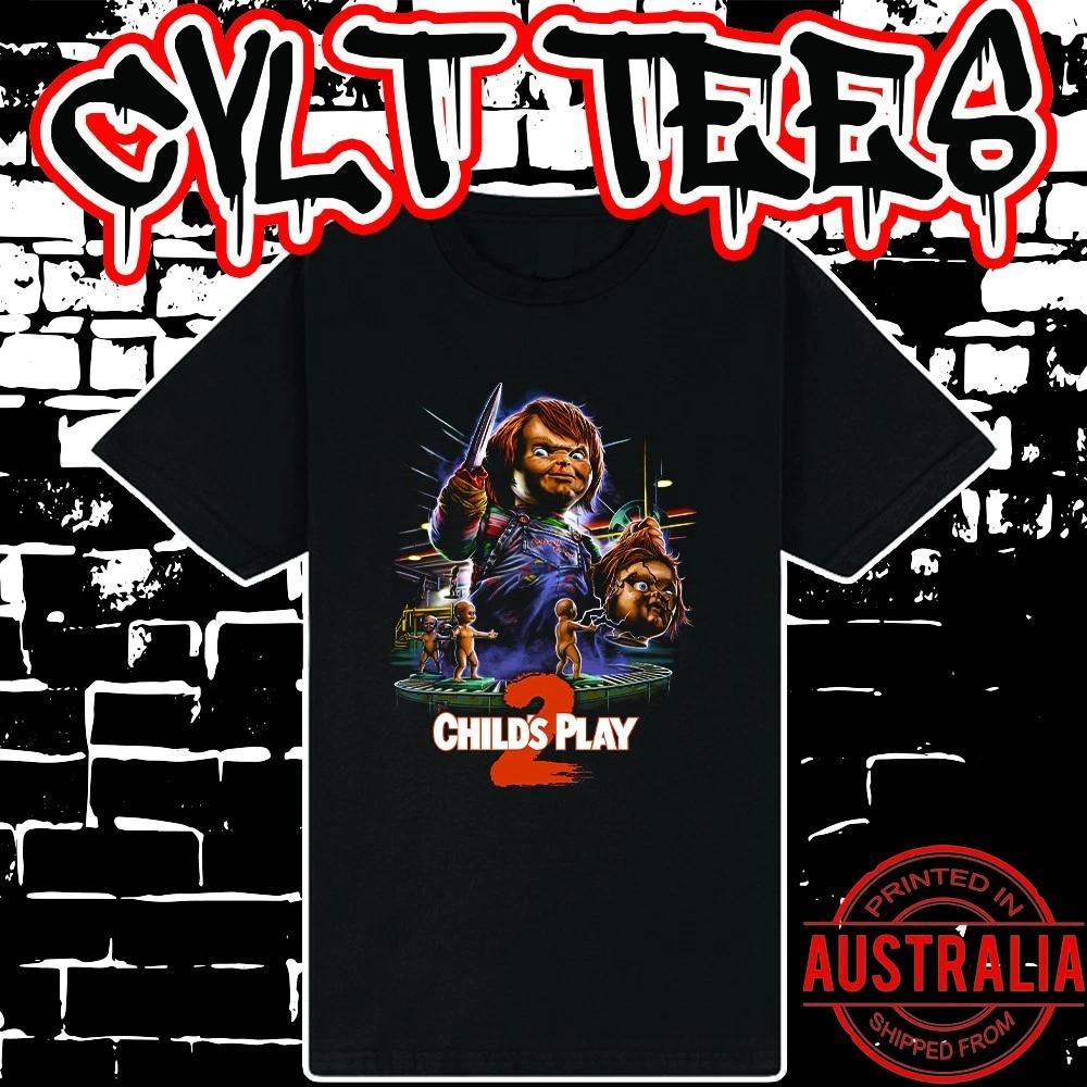 Men s and Women s T-shirts Chucky Child s Play 2 Movie Shirt ~ Premium Black Gildan Cotton Tee XXXL