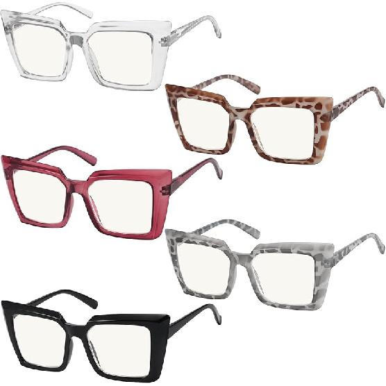 Eyekepper 5-Pack Progressive Multifocus Reading Glasses Blue Light Blocking Women No Line Multifocal Readers 1.5 x