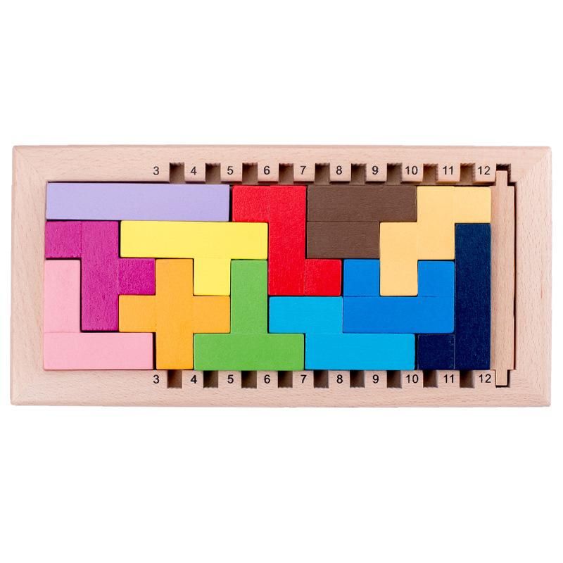 Wooden Puzzle Children Cartoon Forest Animals Tetris Large Building Block Three-dimensional Puzzle Parent-child Toy