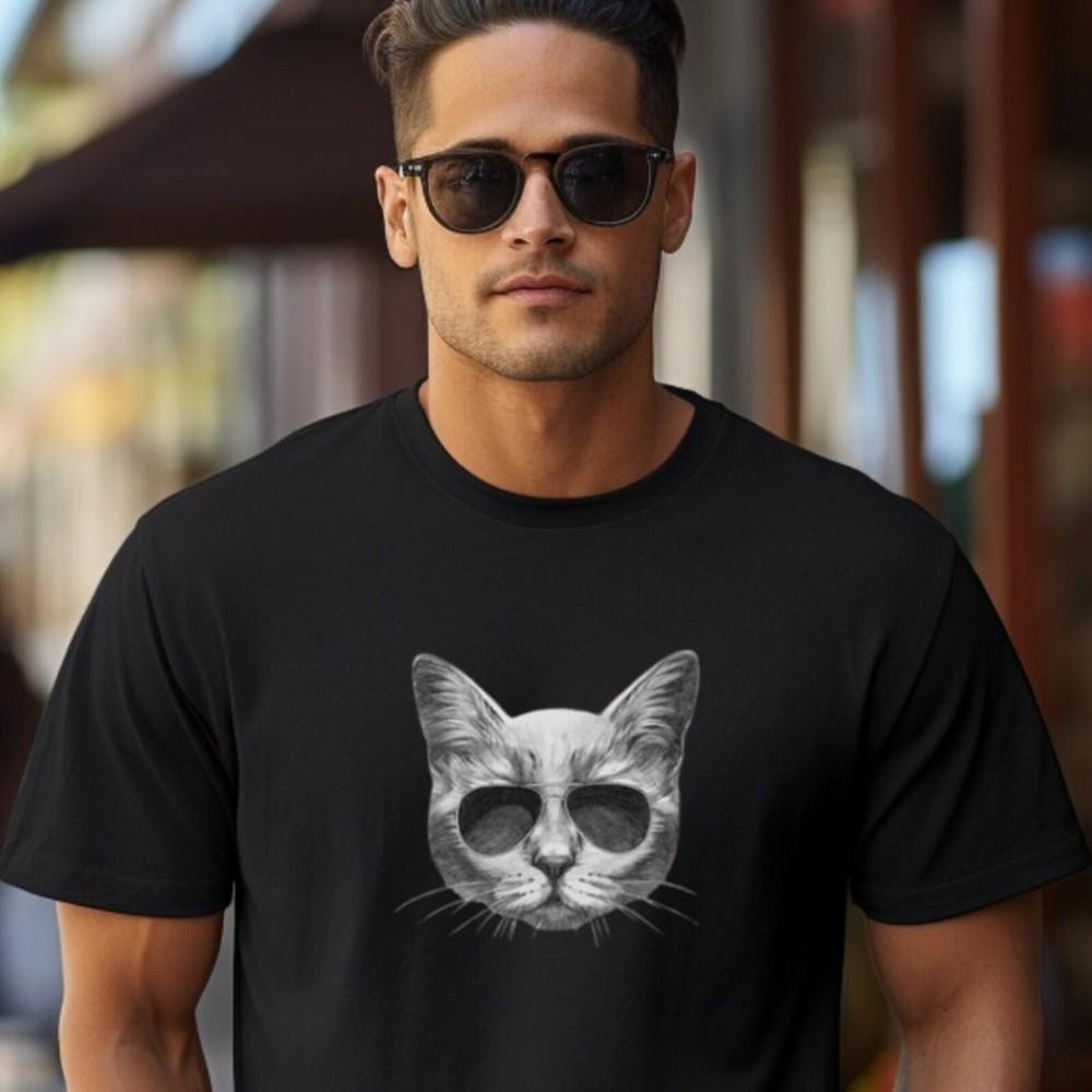 

26 Retro Cat Men&039;s Shirt, Cat With Glasses Tshirt,Cat Graphic Tees Men,Cool Cat Unisex T-Shirt XXL