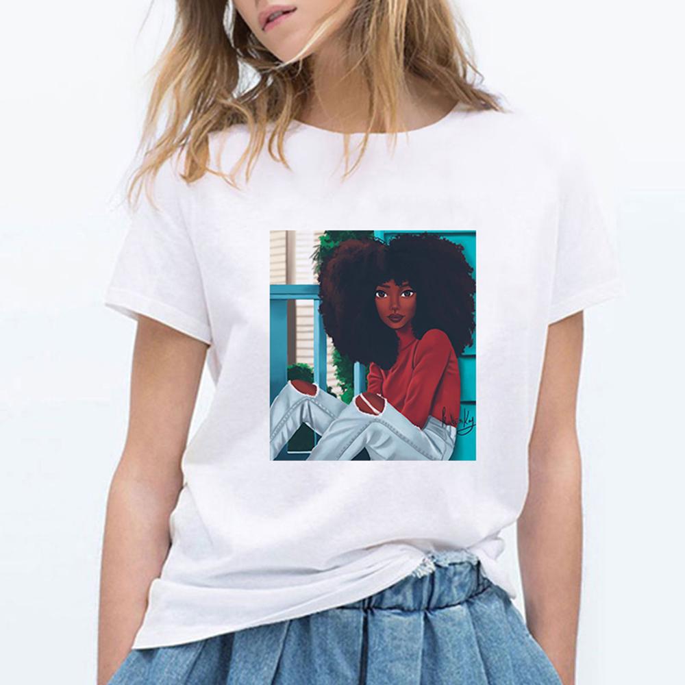 Fashion Cool Melanin Black Tattoo Girl T Shirts Women O Neck Short Sleeve Harajuku Tshirt Kawaii.Png