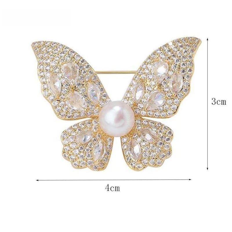 1Pcs Classic Lady Dress Suit High-End Pins Jewelry Fashion Women Girls Elegant Crystal Butterfly Brooches Badges