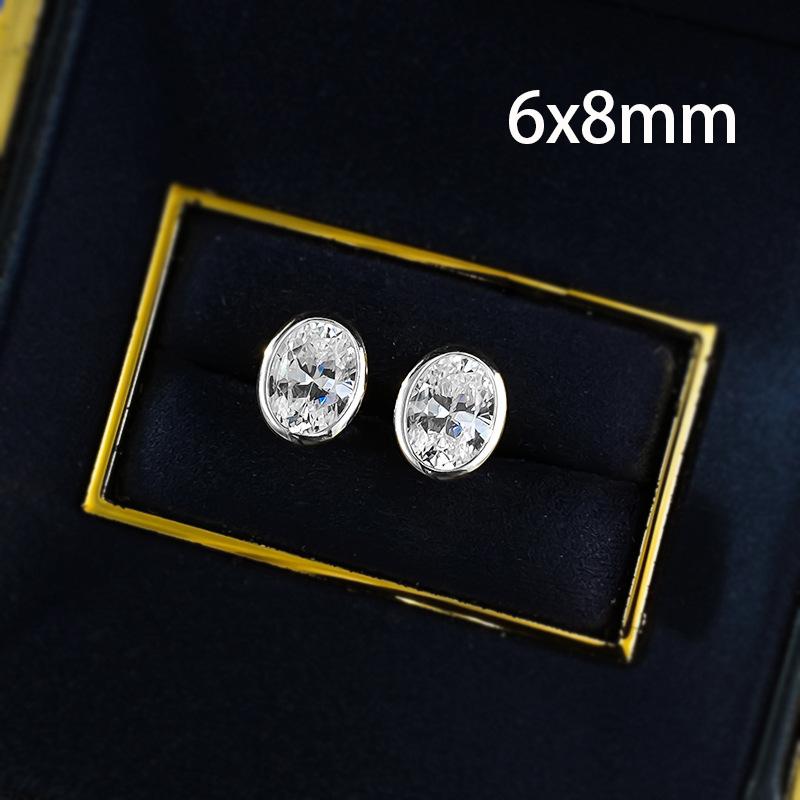OEVAS Classic Oval/Water Drop Bubble Zircon Earrings for Women S925 Silver Plated Gold Party Fine Jewelry