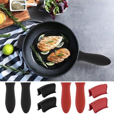 4PCS Silicone Frying Pan Handle Insulation Cover Kitchen Tools Anti Slip Heat Resistant Pot Handle Cover Kitchen Supplies