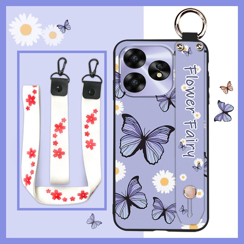Fashion Design Wrist Strap Phone Case For UMIDIGI A15/A15C Protective Ring Anti-dust Back Cover Anti-knock Wristband
