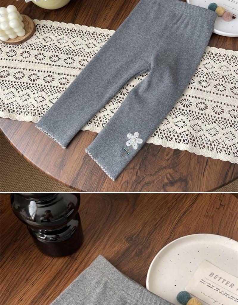Baumwoll-Leggings mit Blumenstickerei für 1- bis 4-jährige Mädchen - Hohe Taille, vielseitige Kleinkindhose für den frühen Herbst