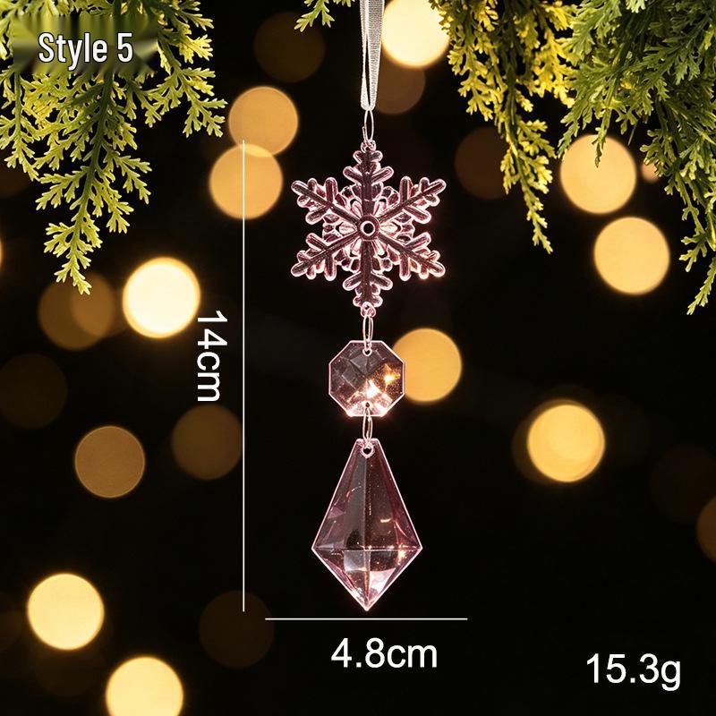 Crystal Clear Acrylic Snowflake and Icicle Christmas Tree Ornaments