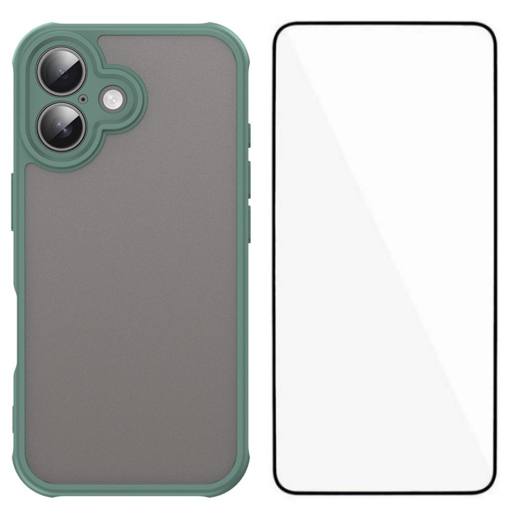 For iPhone 16 Case with Screen Film WANLONFENG FD Series Skin Touch TPU PC Phone Back Cover