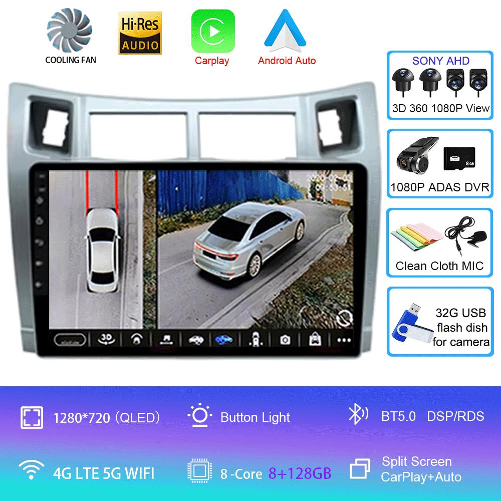 For Toyota Yaris 2005 2006 2007 2008 2009 2010 2011 2012 Carplay Car Multimedia Player Radio Car Radio Android 14 GPS Navigator