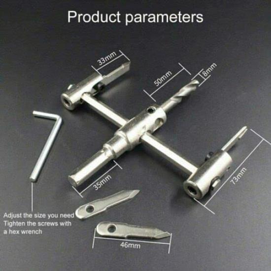 Adjustable Circle Hole Cutter Heavy Duty Wood Hole Saw Drill Bit Saw Round Cutting for Woodworking 40mm-120mm