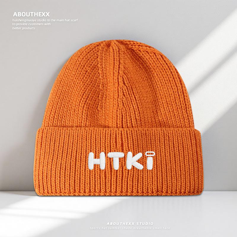 Autumn and Winter Warm Woolen Hat for Women with Letter Embroidery Outdoor Casual Ear Protection Woolen Hat Korean Version Versatile Knitted Cold Hat