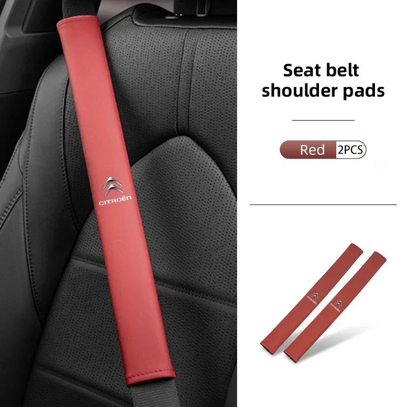 Car Extended Belt Cover Shoulder Pads Leather Seat Belt Cover For Citroen C5 C1 C2 C6 C4L DS3 DS4 DS5 C-Elysee Grand Berlingo and123
