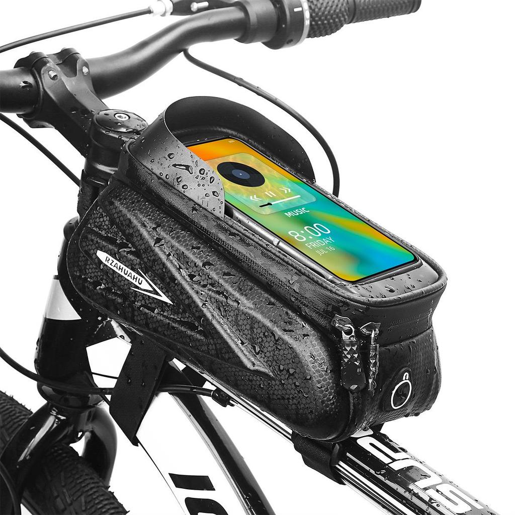 Waterproof Hard Shell Mountain Bike Top Tube Bag with Touch Screen Phone Holder