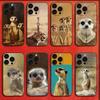 Phone Case For iPhone 16,15,14,13,12,11,Pro,XS,Max,XR,Plus,E,Mini Black Leopard Funny Lovely Meerkat Shockproof Cover
