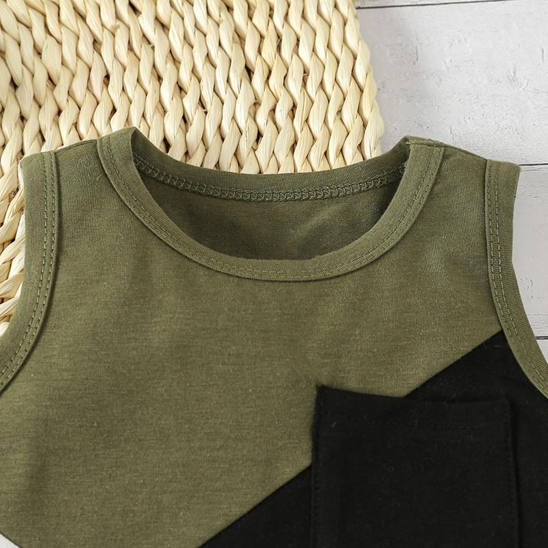 Toddler Baby Boy O-neck Vest and Drawstring Shorts Clothes Set