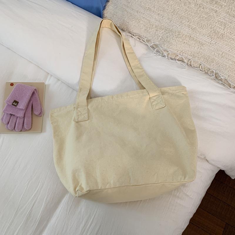 Canvas Bag Women's 2025 New Large-capacity Shoulder Tote Bag for College Students In Class Commuting Tote Bag Shopping Cloth Bag