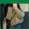 Thicken Short Autumn Winter Warm Stand Collar Parka Women Casual Solid Color Pocket Loose Pu Coat Jackets Outwear