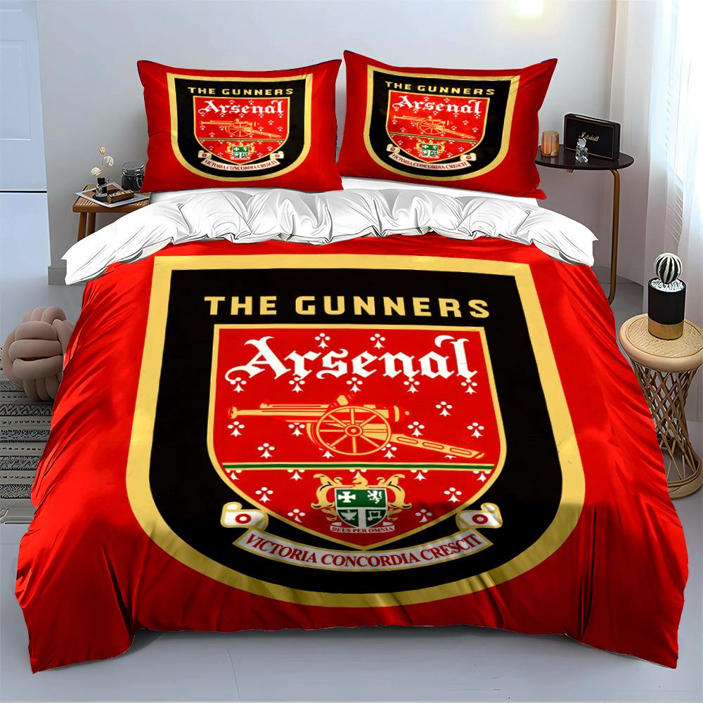 Arsenal The Gunners Bedding Set Decor Bedding Set (1 Duvet Cover, 2 Pillowcases, Duvet Not Included)