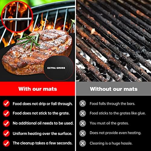Non stick Grill Mat Griddle Sheet for Gas Grills Reusable Suitable for Charcoal & Electric Grills PFOA Free Over 40 x 32 cm (Set of 5)