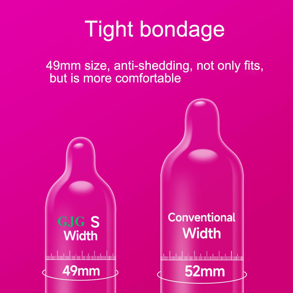 Prezervativ mic ultra-subțire de 49 mm Sex în siguranță Super neted, transparent, prezervativ natural din latex, produs sexual pentru adulți