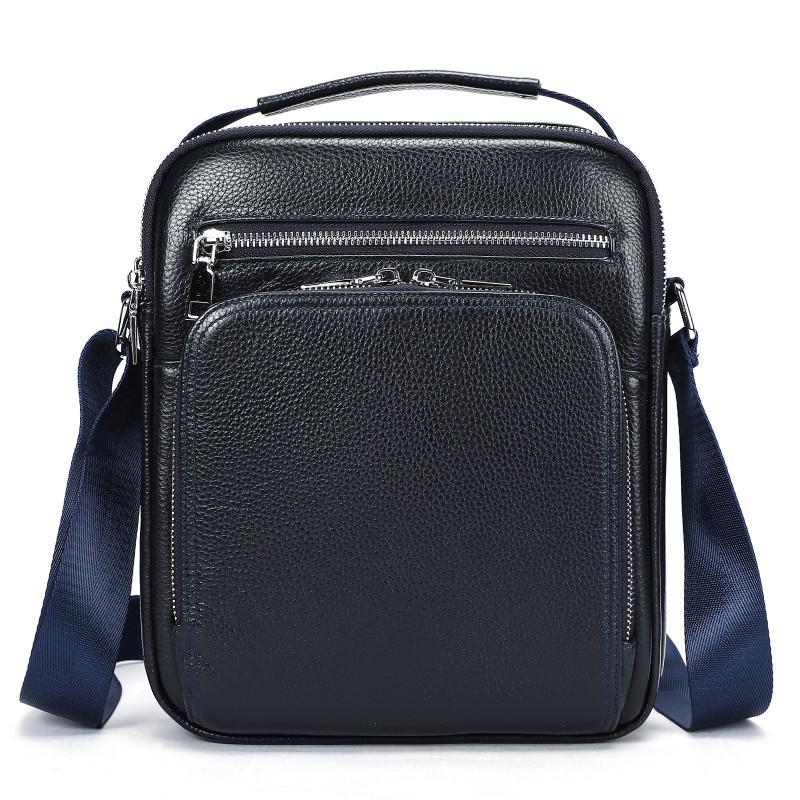 High End Men's Crossbody Bag Made Of Genuine Leather Large Capacity Vertical Style Commuting Head Cover Layer Cowhide Simple Single Shoulder Trendy