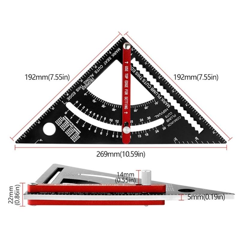 Carpenter Square Woodworking Measurement Tool Rafter Framing Square 7.5inch Layout Tool Adjustable Combination Square
